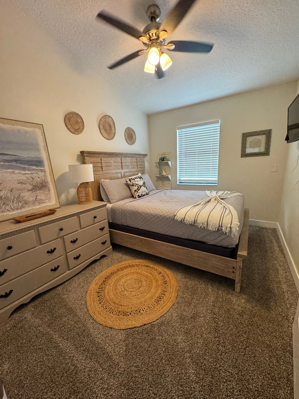 Bedroom vacuumed and styled after a move-in cleaning